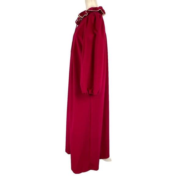 Vintage 80s Oscar De La Renta Fleece Rococo Robe Lace Trim Balloon Sleeves Small - Picture 10 of 15